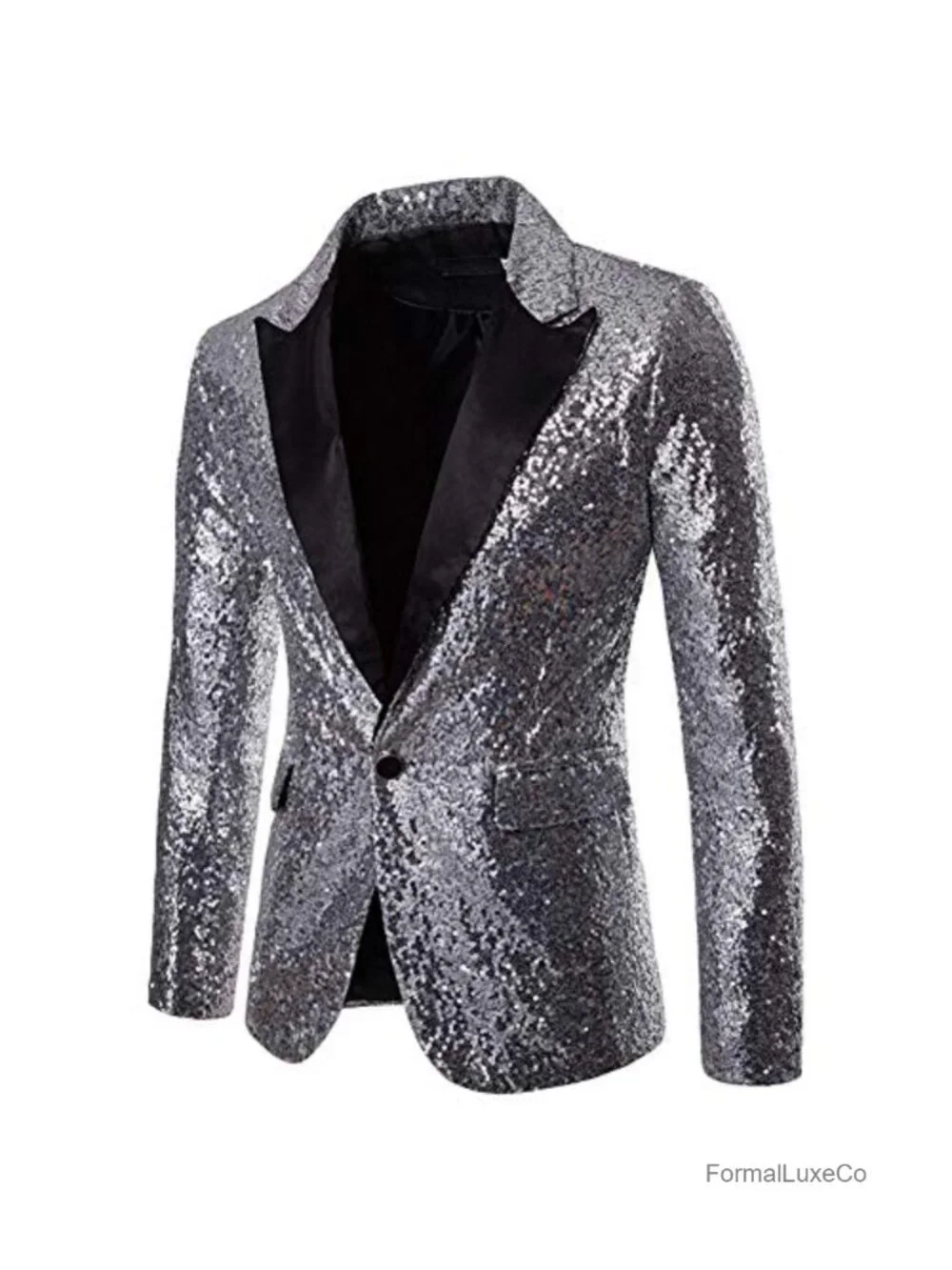 Sequin One Button Suit Jacket Party Festival Tuxedo Sport Coat
